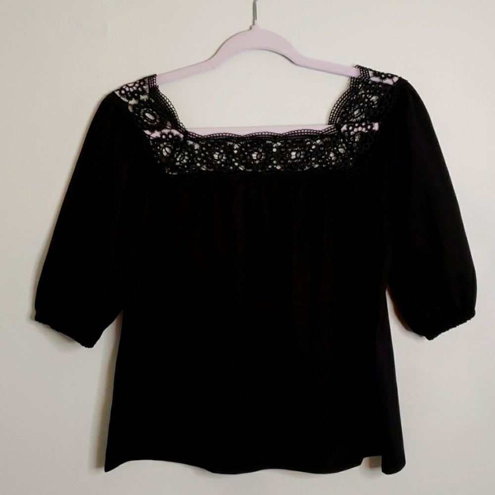 Ann Taylor lace accent blouse